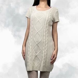 Charming Charlie Beige Cream Knit Sweater Mini Dress